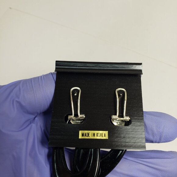 Women's Stunning Polished Silver tone & Black Hoop Drop Earrings, 2.3-inch Drop - Picture 8 of 8